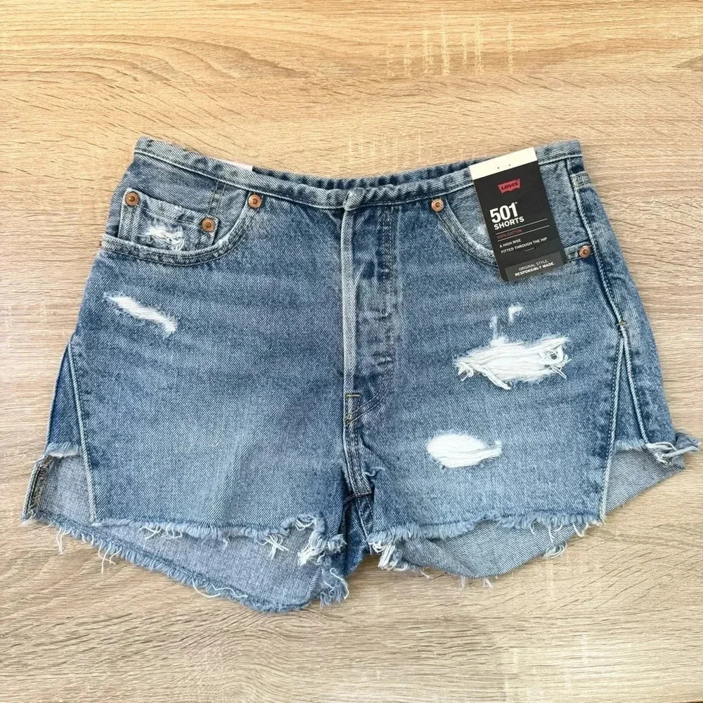 NWT Levi's 501 Waist Jean Shorts Blue 25 - Picture 2 of 12